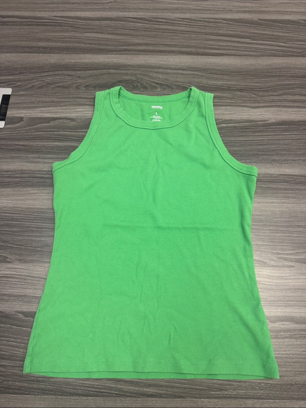 Sonoma Lime Green Ribbed Tank Top - Scoop Neck Sleeveless
